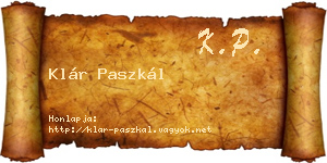 Klár Paszkál névjegykártya